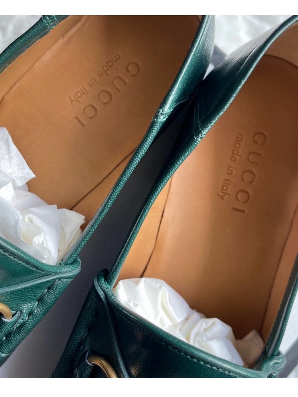 Gucci Green Leather Horsebit Loafers - Picture 3 of 5